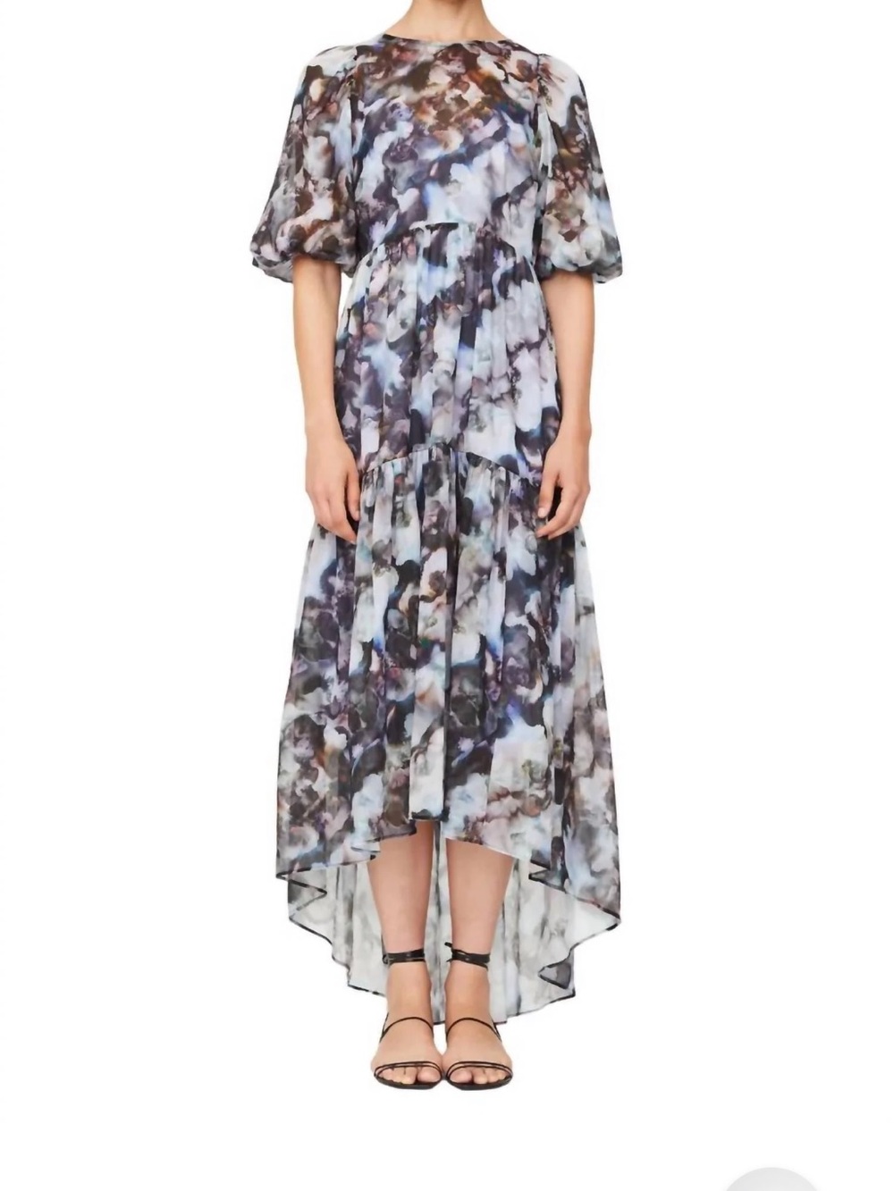 Marie Oliver Mags Floral Watercolor High-Low Maxi Dress in Multi-Color